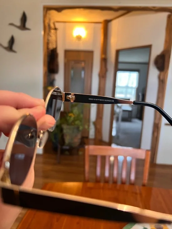 Gold Frame Black Lens Oval Sunglasses - Women - Picture 4 of 6